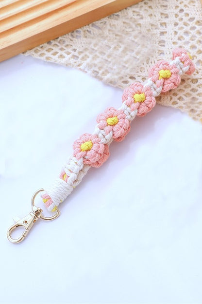 Crochet Flower Keychain Wristlet