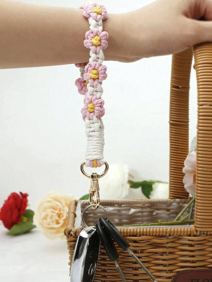 Crochet Flower Keychain Wristlet