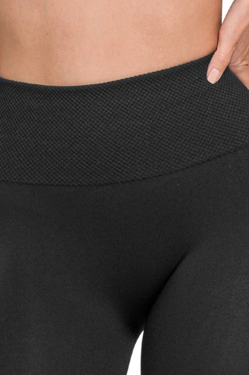 Seamless Tummy Control Black Fleece Leggings