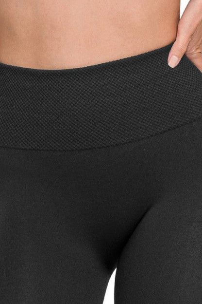 Seamless Tummy Control Black Fleece Leggings