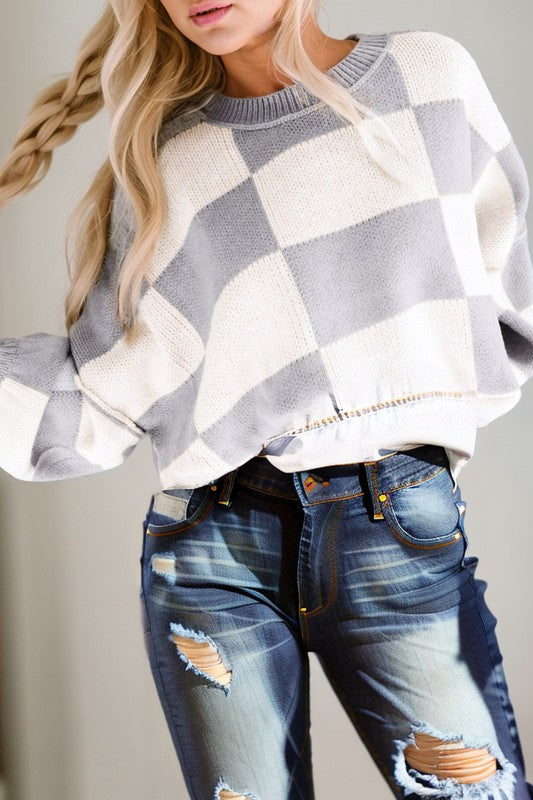 Knit Checkered Sweater