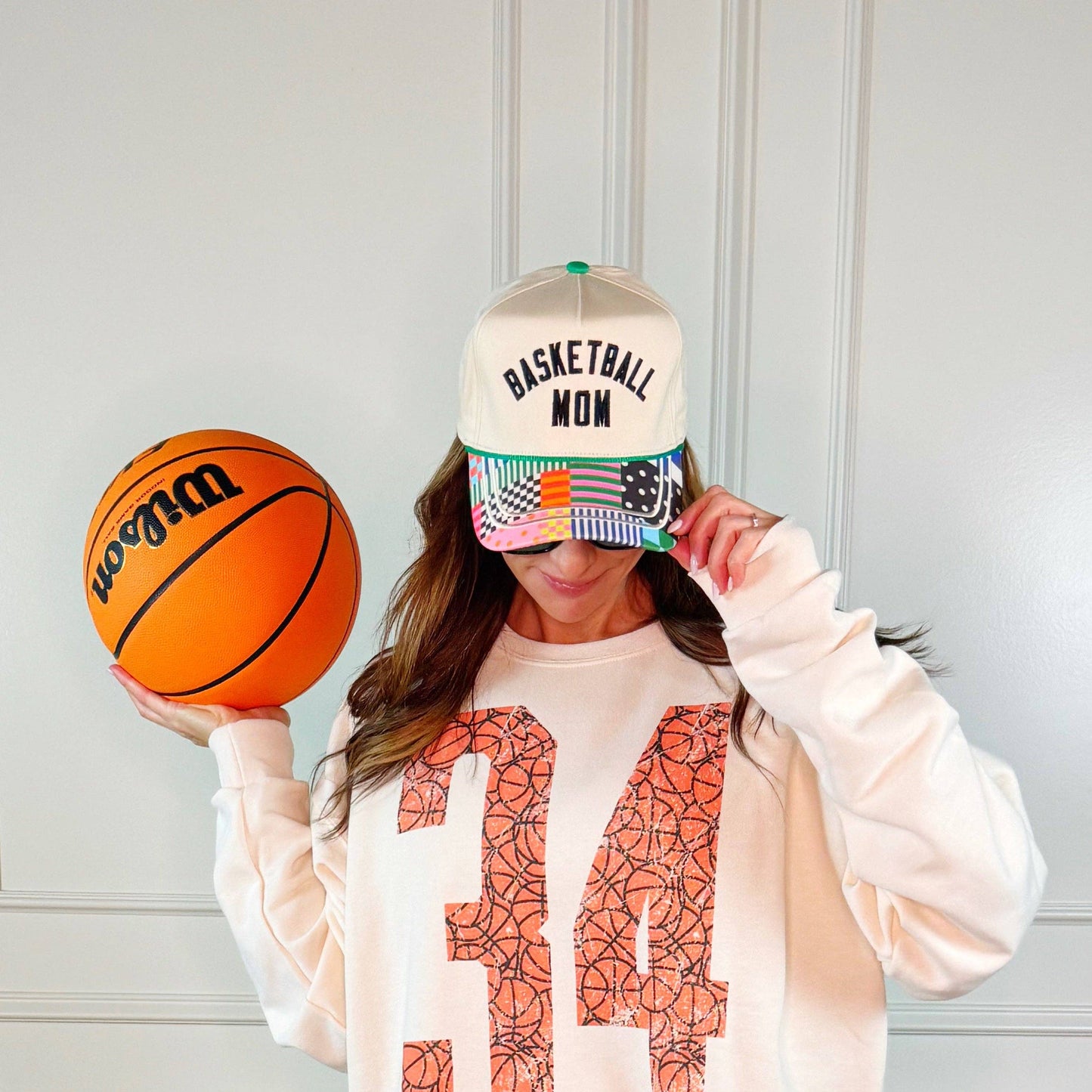 Basketball Mom Patchwork Embroidered Hat