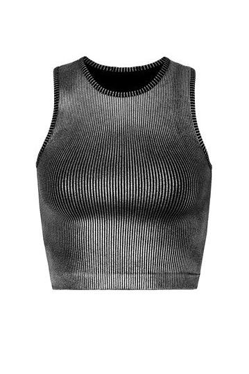 **SALE!** Back to Basics Metallic Ribbed Crop Tank