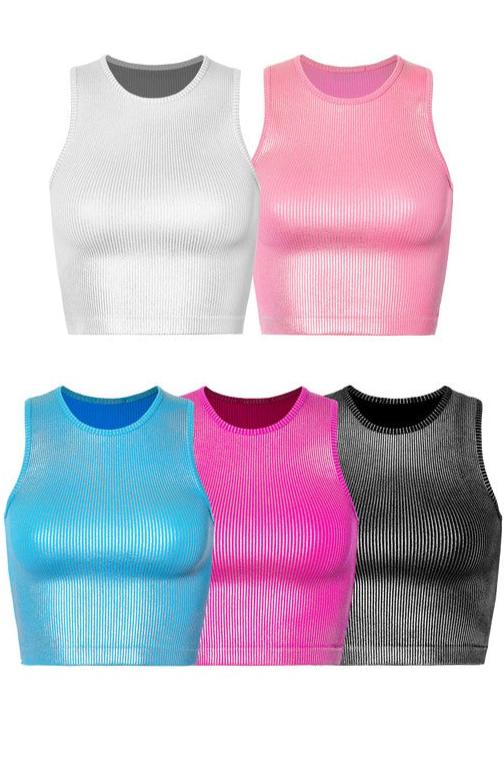 Back to Basics Metallic Ribbed Crop Tank