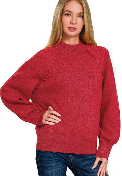 Maya Mock Neck Dolman Knit Sweater