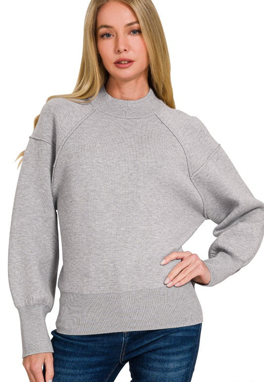 Maya Mock Neck Dolman Knit Sweater
