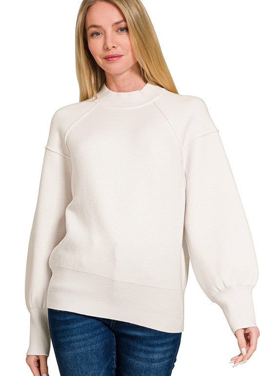 Maya Mock Neck Dolman Knit Sweater