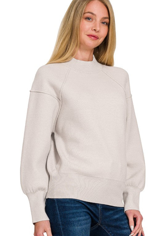 Maya Mock Neck Dolman Knit Sweater
