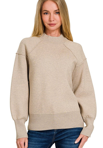 Maya Mock Neck Dolman Knit Sweater