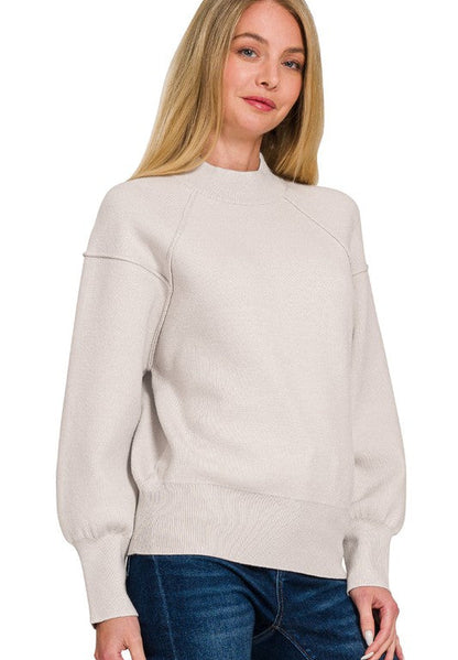Maya Mock Neck Dolman Knit Sweater