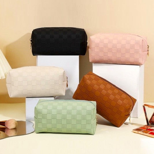 Checkered Cosmetic Bag