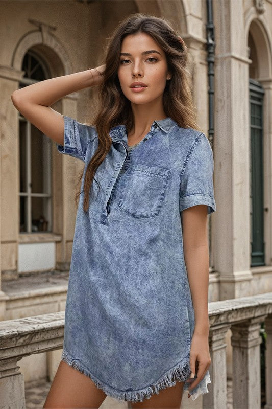 New Castle Acid Wash Denim Dress