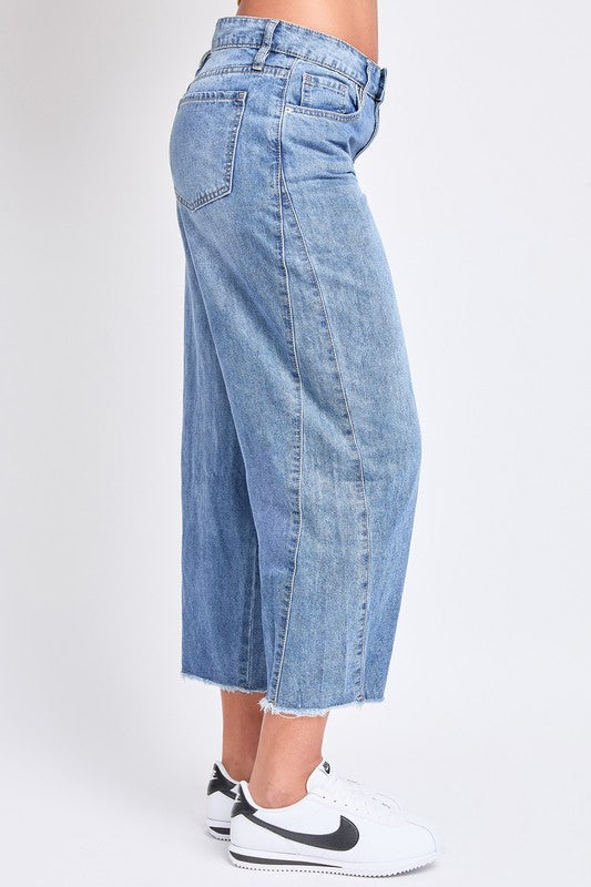 YMI Baggy Cropped Frayed Barrel Jeans