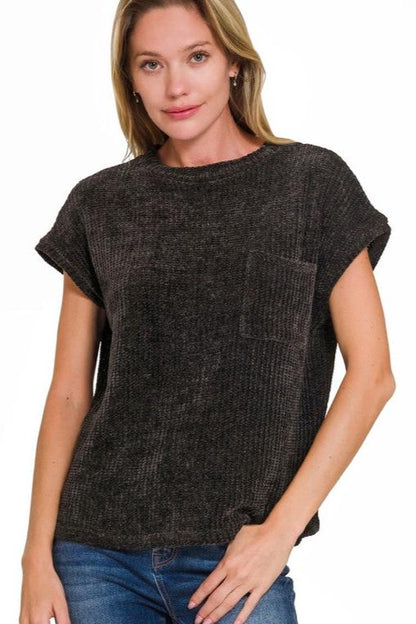 Athena Chenille Short Sleeve Knit Top