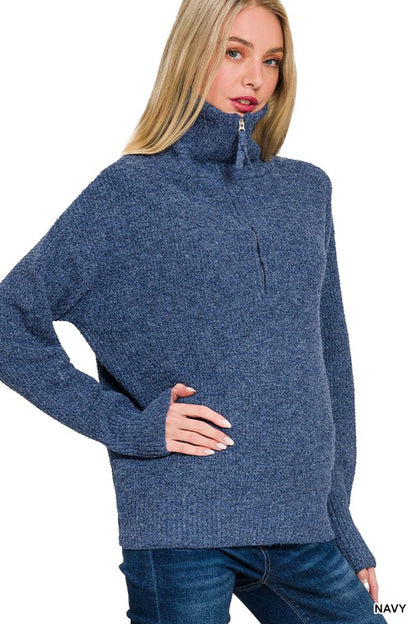 Hollow Knit Quarterzip Pullover
