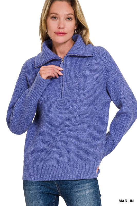 Hollow Knit Quarterzip Pullover