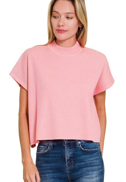 Susanna Mock Neck Cropped Boxy Top