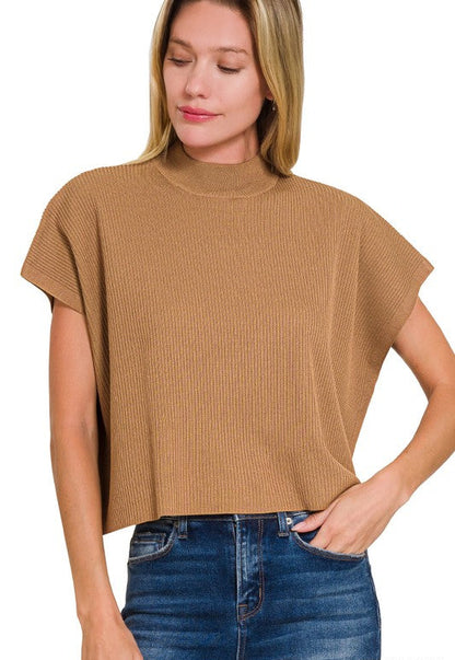 Susanna Mock Neck Cropped Boxy Top