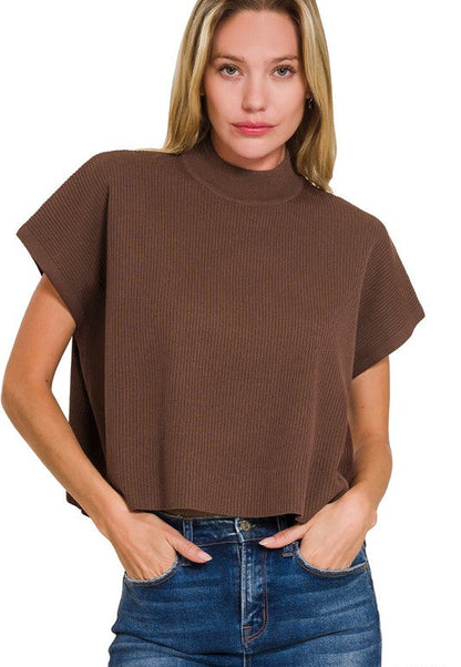 Susanna Mock Neck Cropped Boxy Top