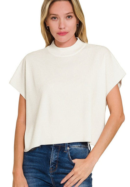 Susanna Mock Neck Cropped Boxy Top