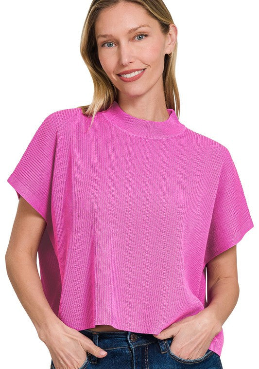 Susanna Mock Neck Cropped Boxy Top