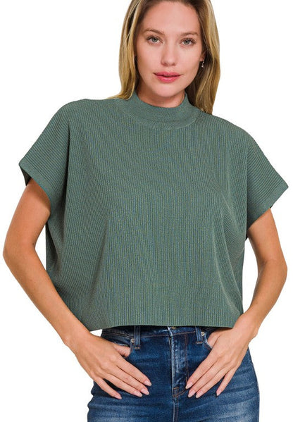 Susanna Mock Neck Cropped Boxy Top