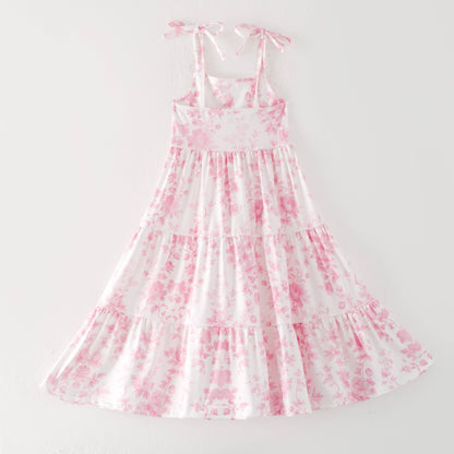 Girls Mayfield Floral Tiered Pink Dress