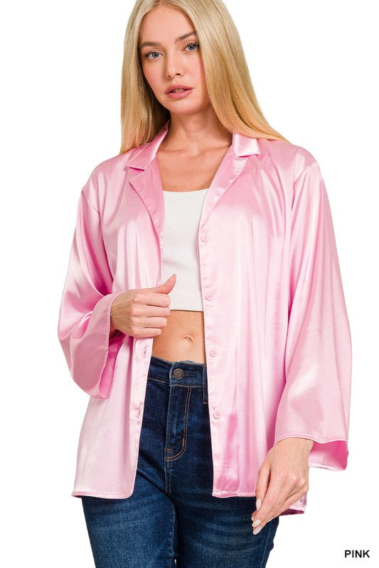 Holly Satin Long Sleeve Buttondown