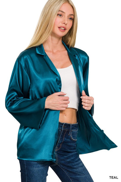 Holly Satin Long Sleeve Buttondown