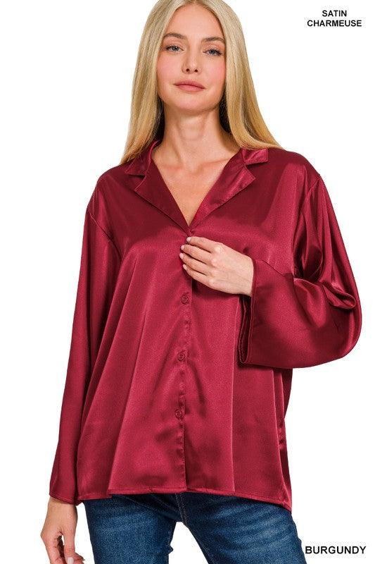 Holly Satin Long Sleeve Buttondown