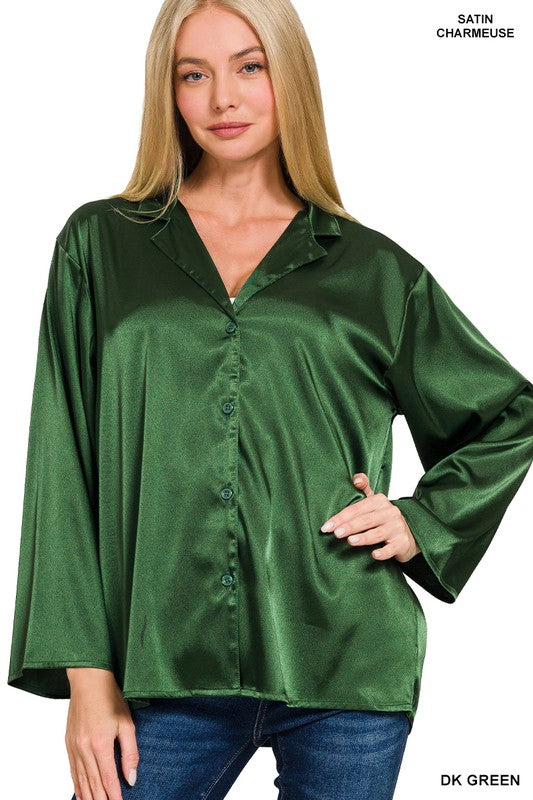 Holly Satin Long Sleeve Buttondown