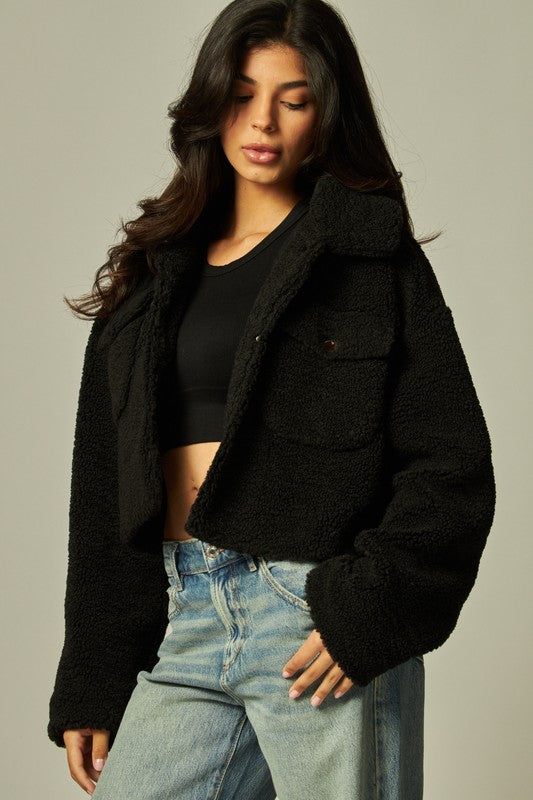 Teddy Cropped Sherpa Coat
