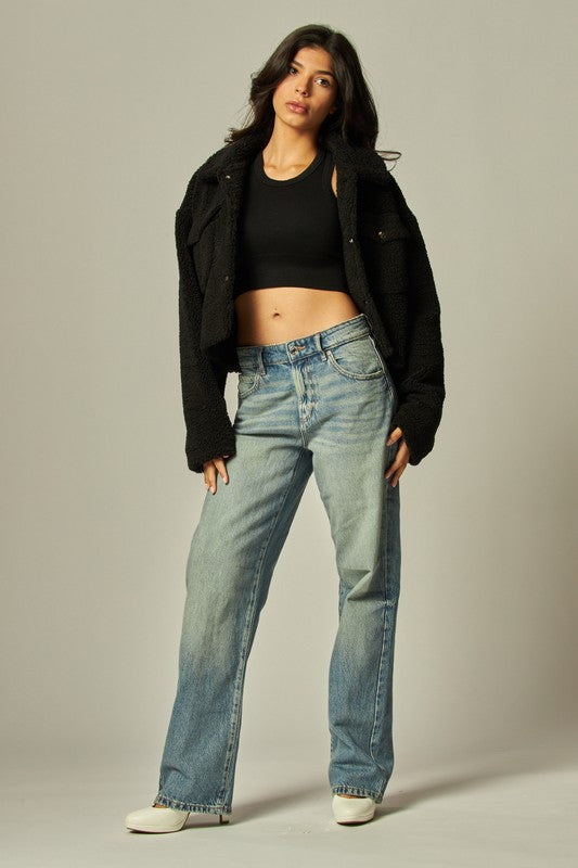 Teddy Cropped Sherpa Coat