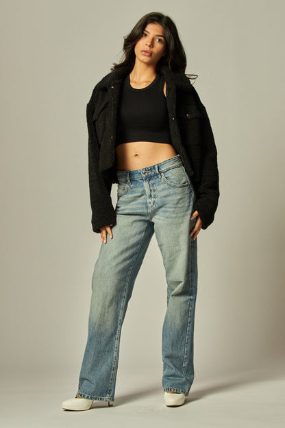 Teddy Cropped Sherpa Coat
