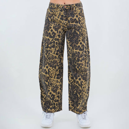 Bazi Leopard Barrel Jeans