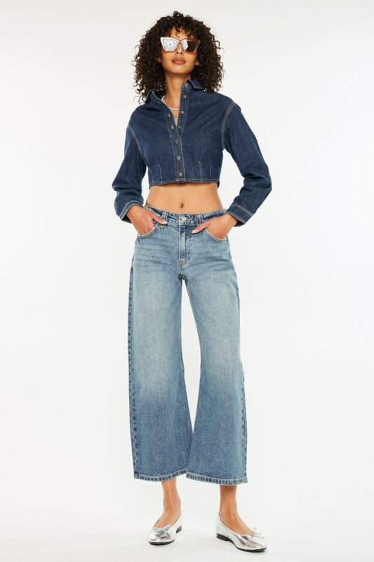 Kancan Daliah Cropped Flare Barrel Jeans