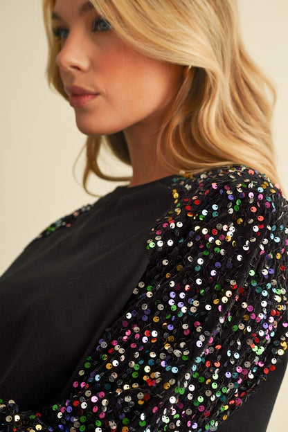 Blitzen Sequin Sleeve Top