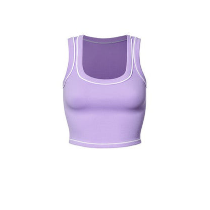 Contrast Ribbed Round Neck Crop Tank
