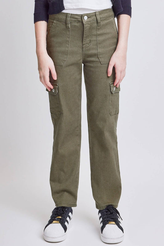 Girls YMI Selena Olive Cargo Straight Jeans