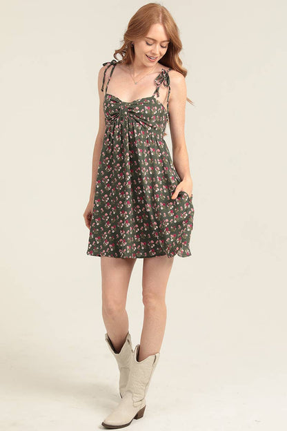 Contessa Floral Spaghetti Strap Mini Dress