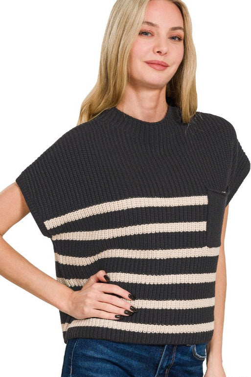 Coronado Striped Short Sleeve Sweater Top