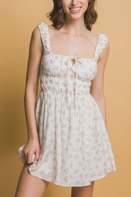Vivienne Vintage Floral Pink & Ivory Mini Dress