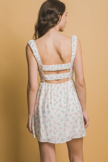 Vivienne Vintage Floral Pink & Ivory Mini Dress