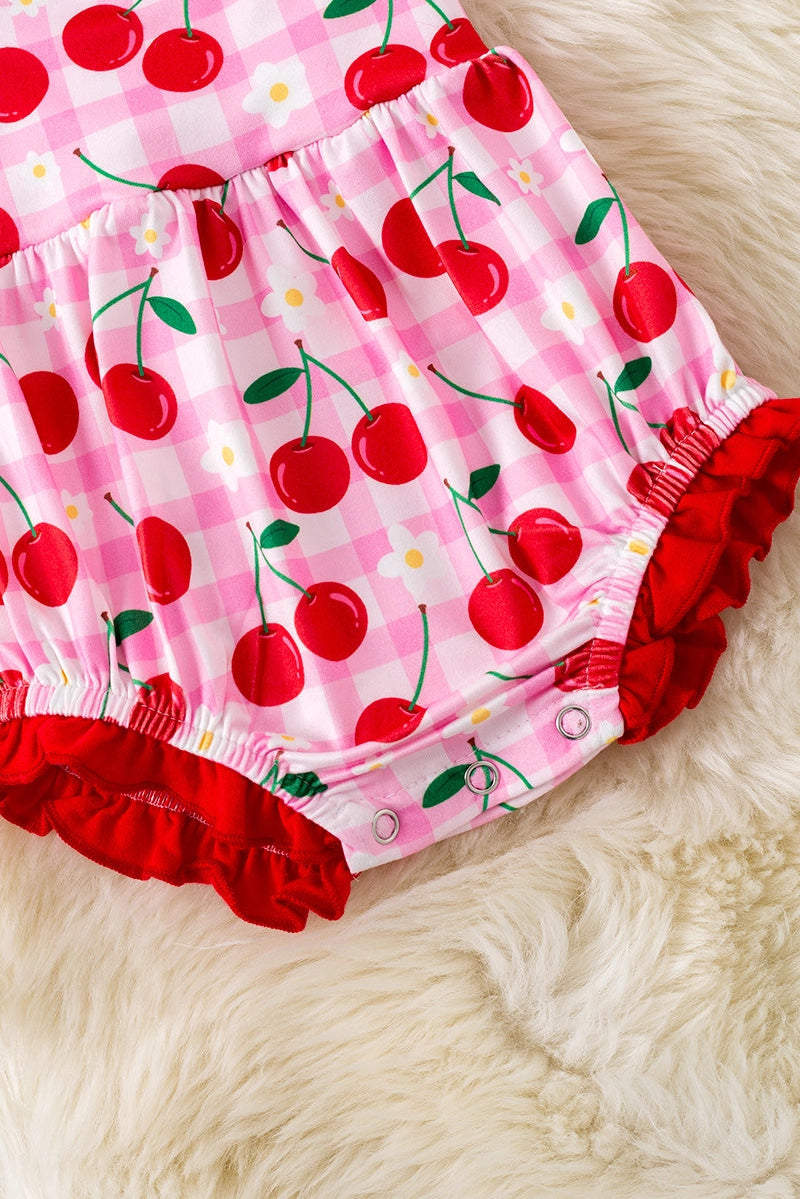 Baby Girls Cherry Gingham Romper