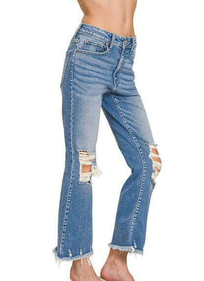 Zenana Natron Distressed Cropped Jeans