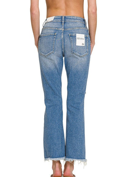 Zenana Natron Distressed Cropped Jeans