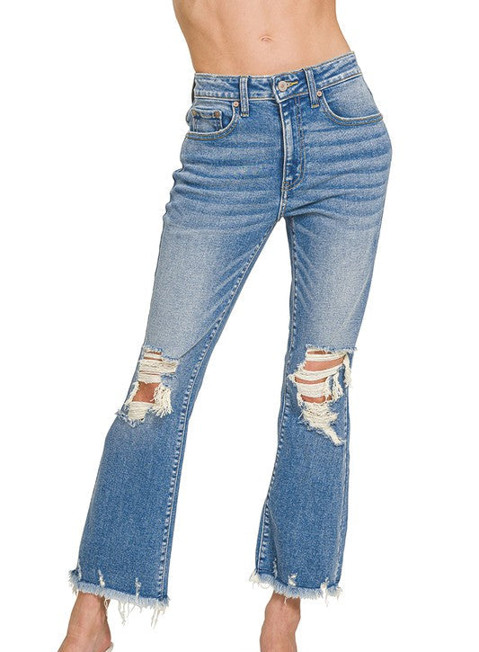 Zenana Natron Distressed Cropped Jeans