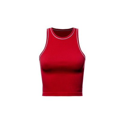 Contrast Ribbed High Neck Crop Tank