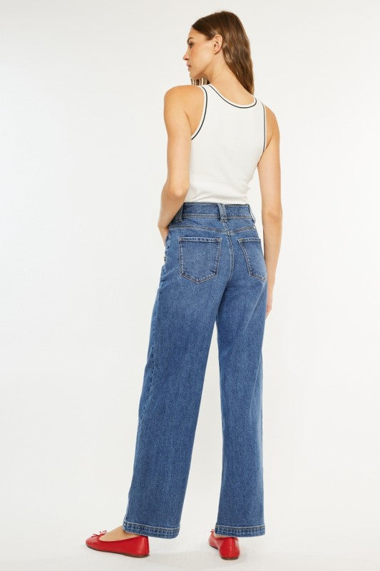 Kancan Westwood Button Pocket Wide Leg Jeans