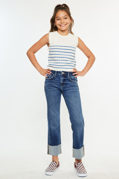 Girls Kancan Gisela Cuffed Straight Jeans